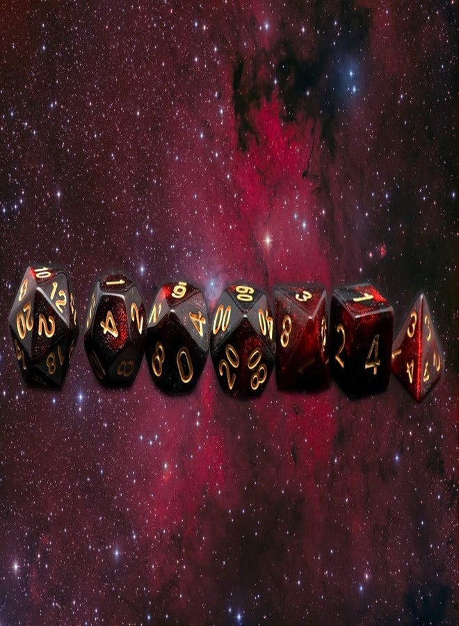 CREEBUY DND Dice Set 7Pcs Red Mix Black Nebula Dice for Dungeon and Dragons D&D RPG Role Playing Games Polyhedral Dice - Image 5